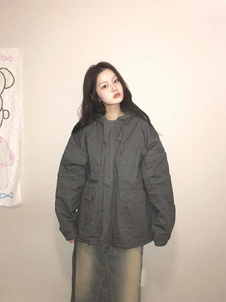 Padded Quilted Boxy Fit Midi Field Jacket