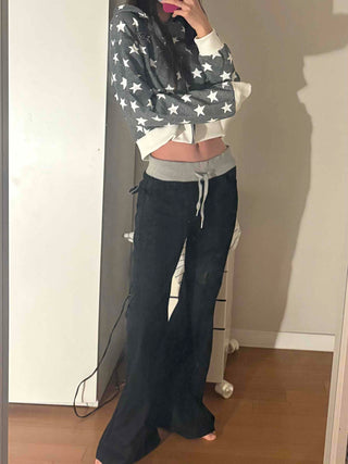 Oversized Star Full Print Hooded Zip-Up Jumper