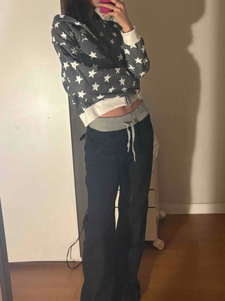 Oversized Star Full Print Hooded Zip-Up Jumper