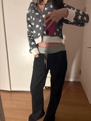 Oversized Star Full Print Hooded Zip-Up Jumper