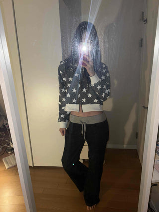 Oversized Star Full Print Hooded Zip-Up Jumper