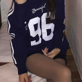 American Vintage Lettering Embroidered Shoulder Slit Knit