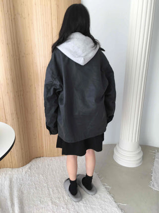Hooded Layered Loose Fit Short Padded Jacket