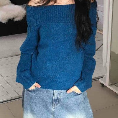 Slim Off-Shoulder Ribbed Knit