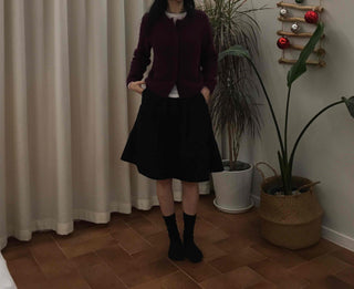 Fuzzy Texture Button Sweat Crewneck Cardigan