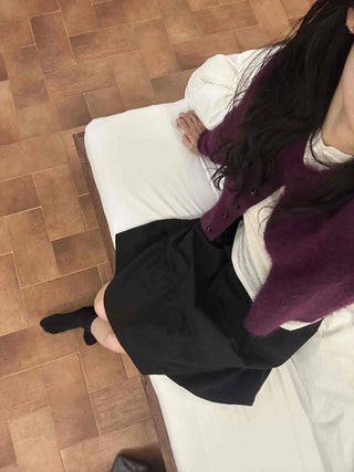 Fuzzy Texture Button Sweat Crewneck Cardigan