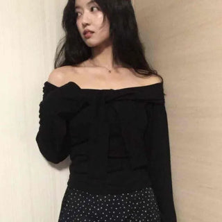Chic Off-Shoulder Neck Loose Fit Long Sleeve T-Shirt