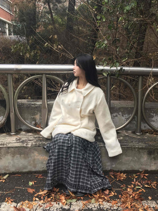 French Angora Knit Cardigan Coat