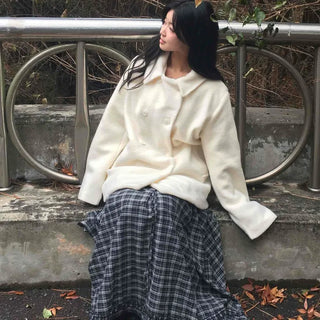 French Angora Knit Cardigan Coat