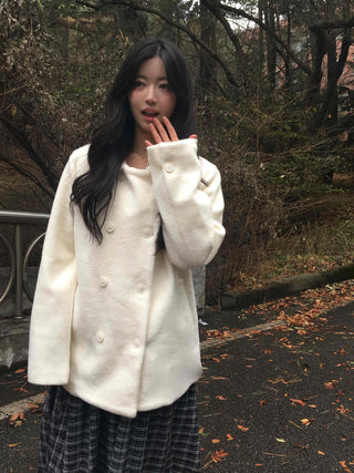 French Angora Knit Cardigan Coat