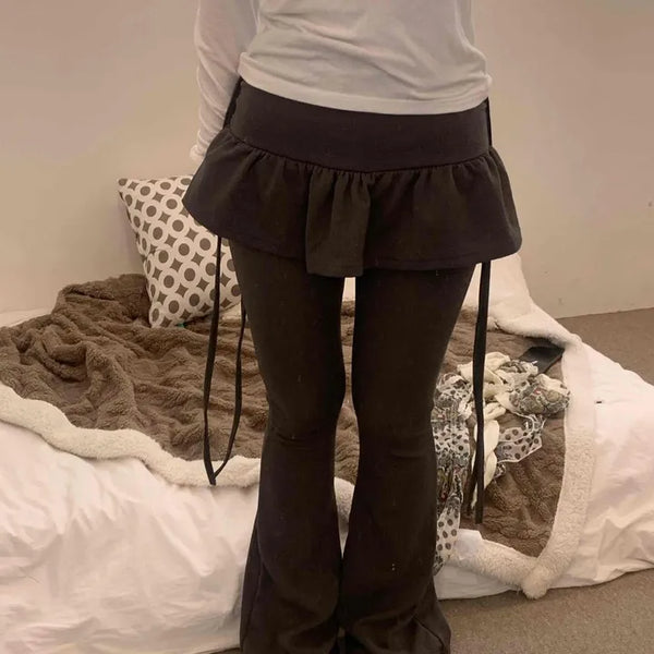Frill Skirt Layered Flare Leggings