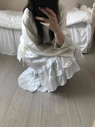 Puff Sleeve Waist String Point Peplum Blouse