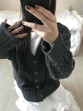 Vintage Cable V-Neck Oversized Knit Cardigan