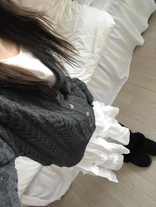 Vintage Cable V-Neck Oversized Knit Cardigan