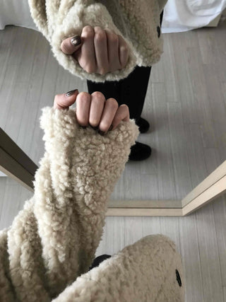 High-neck Button Detail Teddy Bear Jacket