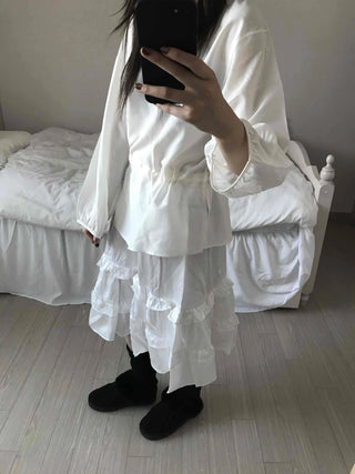 Sweet Frill Ruffle Layered A-Line Skirt
