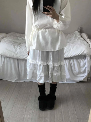 Sweet Frill Ruffle Layered A-Line Skirt