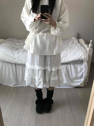 Sweet Frill Ruffle Layered A-Line Skirt