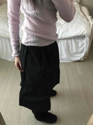 Simple Daily Flare Elastic Midi Skirt