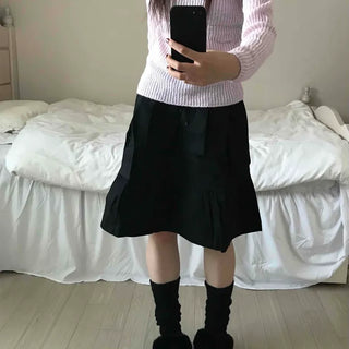 Simple Daily Flare Elastic Midi Skirt