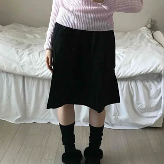 Simple Daily Flare Elastic Midi Skirt