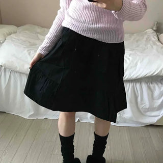Simple Daily Flare Elastic Midi Skirt