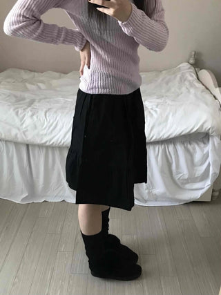 Simple Daily Flare Elastic Midi Skirt