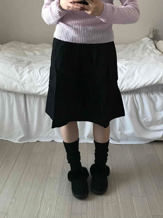 Simple Daily Flare Elastic Midi Skirt