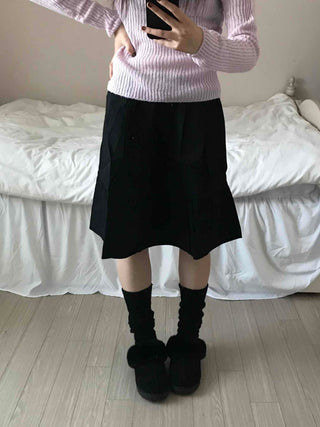 Simple Daily Flare Elastic Midi Skirt