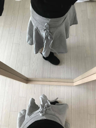 Simple Sweat Asymmetrical Flare Tassel Skirt