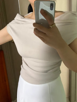 Dani Drape Off-shoulder Short Sleeve Tee