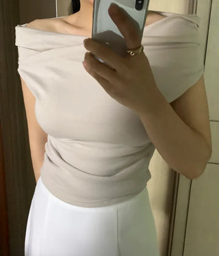 Dani Drape Off-shoulder Short Sleeve Tee