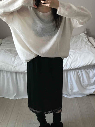 Airy Boat Neck Loose Fit See-through Knit