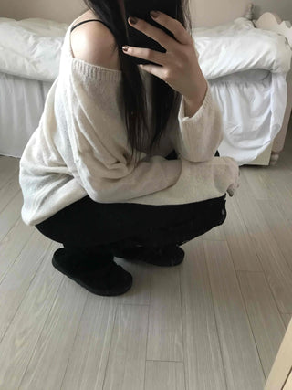 Airy Boat Neck Loose Fit See-through Knit