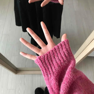 Alpaca Balloon Sleeve Oversized V-Neck Knit