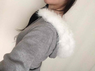 Soft Swan Fur Collar Half Button Knit