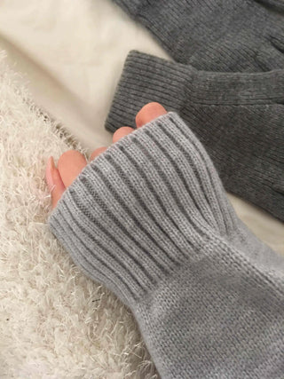 Soft Swan Fur Collar Half Button Knit