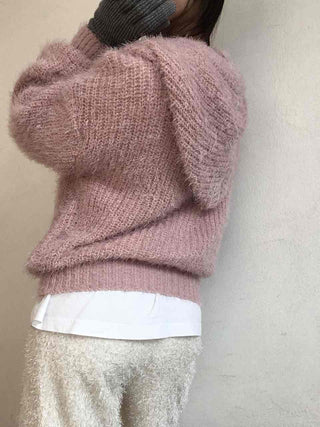 Cozy Shaggy Drawstring Hooded Zip-Up Knit Cardigan