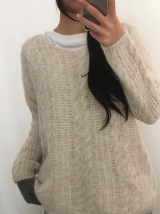 Relaxed Cable Round Neck Loose Fit Knit