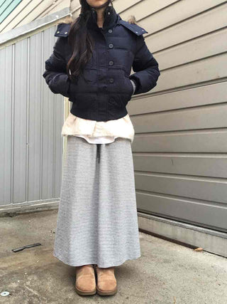 Cropped Short Padded Jacket with Fur Hood and Pocket Detail