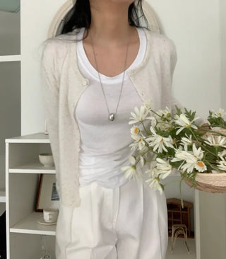 Lea Round Semi-Crop Cardigan