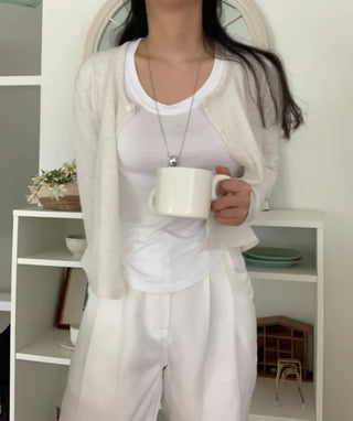 Lea Round Semi-Crop Cardigan