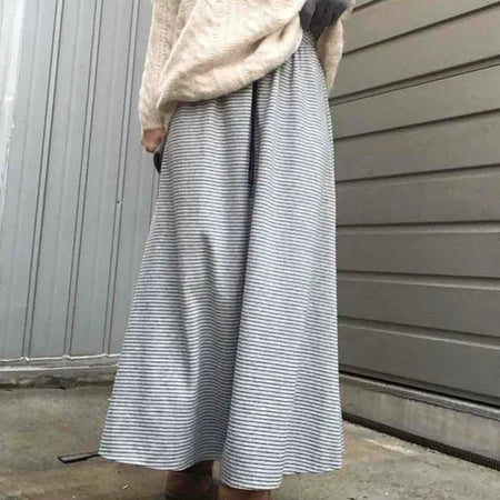 Daily Autumn Striped A-Line Long Skirt