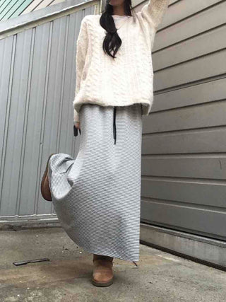 Daily Autumn Striped A-Line Long Skirt