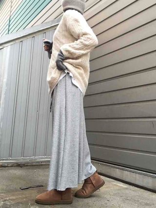 Daily Autumn Striped A-Line Long Skirt
