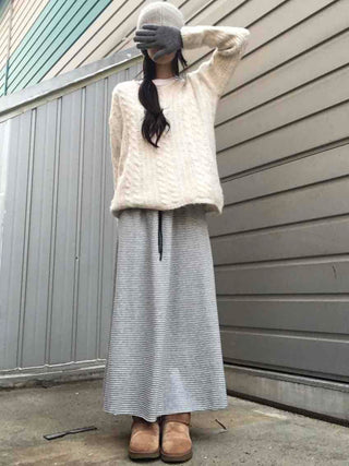 Daily Autumn Striped A-Line Long Skirt