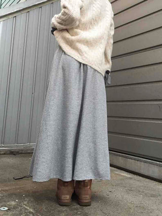 Daily Autumn Striped A-Line Long Skirt