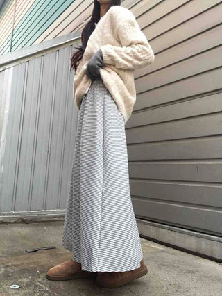 Daily Autumn Striped A-Line Long Skirt