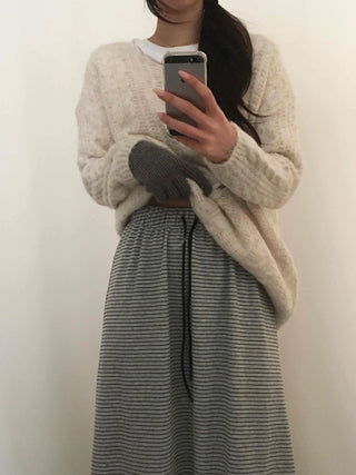 Daily Autumn Striped A-Line Long Skirt
