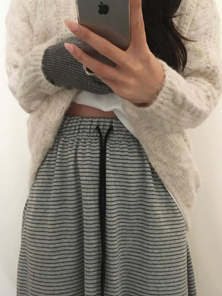 Daily Autumn Striped A-Line Long Skirt